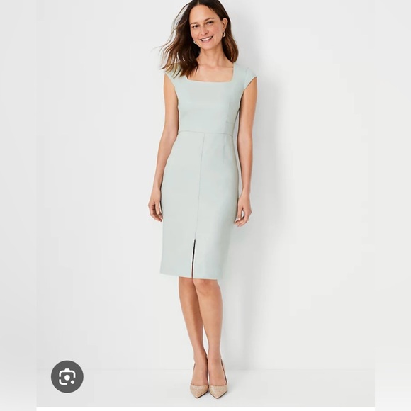 Ann Taylor NWT square neck light green dress size 6P - Picture 1 of 3